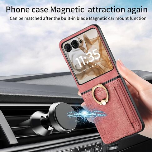 لهاتف Motorola Moto Razr 2024 مع حامل بطاقة، حافظة هاتف بمحفظة مع حامل دائري مدمج من جلد البولي يوريثان حافظة واقية بمسند للنساء والفتيات Motorola Moto Razr 2024 أرجواني in Saudi Arabia