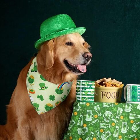 Happy Saint Patricks Day Dog Bandanas 3 Pack، Lucky Shamrock Irish 3 أوراق البرسيم الأخضر باندانا مثلث وشاح قابل للتعديل الحيوانات الأليفة المرايل منديل مجموعة زي اكسسوارات الزينة للكلاب القطط الحيوانات الأليفة in Saudi Arabia
