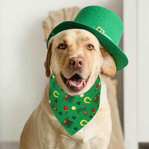 Happy Saint Patricks Day Dog Bandanas 3 Pack، Lucky Shamrock Irish 3 أوراق البرسيم الأخضر باندانا مثلث وشاح قابل للتعديل الحيوانات الأليفة المرايل منديل مجموعة زي اكسسوارات الزينة للكلاب القطط الحيوانات الأليفة in Saudi Arabia