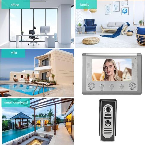 Wired Video Intercom System, 7" Doorbell Door Phone System, Waterproof HD Door Cam Kits with 12 Ringtones, Support Monitoring Unlock IR Night Vision for Villa Home Office Apartment in Saudi Arabia
