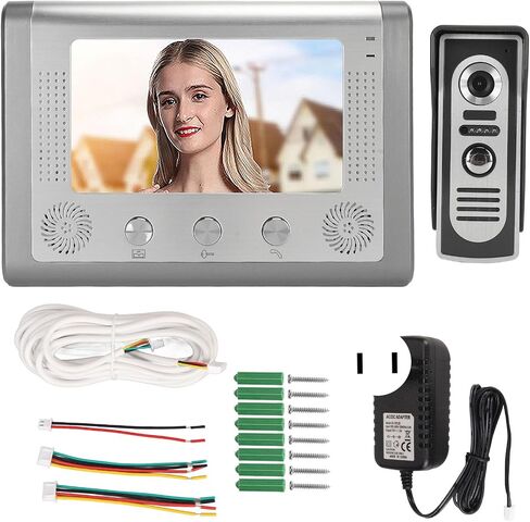 Wired Video Intercom System, 7" Doorbell Door Phone System, Waterproof HD Door Cam Kits with 12 Ringtones, Support Monitoring Unlock IR Night Vision for Villa Home Office Apartment in Saudi Arabia