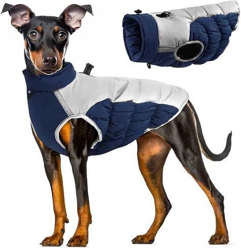 Dog Winter Coat Warm Pet Clothes, Waterproof Reflective Windproof Turtleneck Dog Jacket with D-Ring Harness, Dog Cold Weather Coat, Large Dog Clothes, Dog Coats for Small Medium Large Dogs, Black XXL in Saudi Arabia