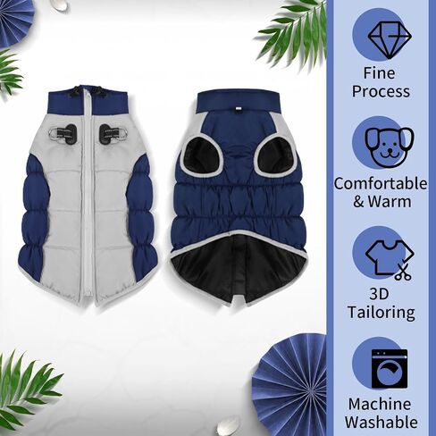 Dog Winter Coat Warm Pet Clothes, Waterproof Reflective Windproof Turtleneck Dog Jacket with D-Ring Harness, Dog Cold Weather Coat, Large Dog Clothes, Dog Coats for Small Medium Large Dogs, Black XXL in Saudi Arabia