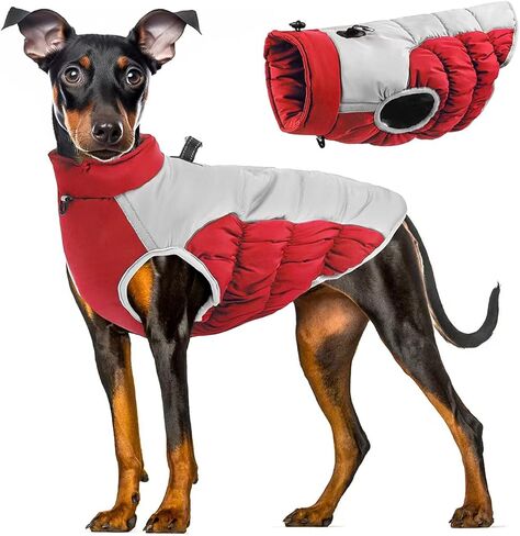 Dog Winter Coat Warm Pet Clothes, Waterproof Reflective Windproof Turtleneck Dog Jacket with D-Ring Harness, Dog Cold Weather Coat, Large Dog Clothes, Dog Coats for Small Medium Large Dogs, Black XXL in Saudi Arabia