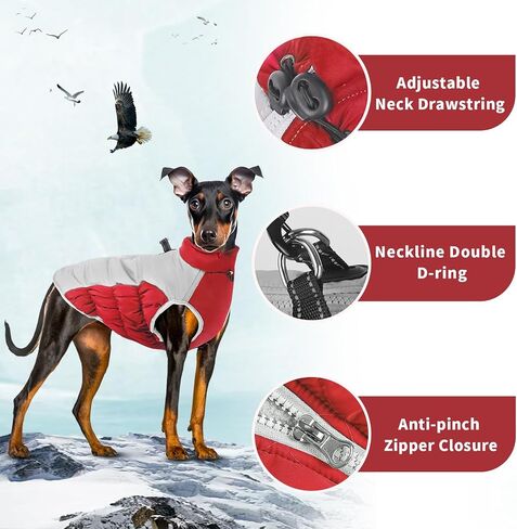 Dog Winter Coat Warm Pet Clothes, Waterproof Reflective Windproof Turtleneck Dog Jacket with D-Ring Harness, Dog Cold Weather Coat, Large Dog Clothes, Dog Coats for Small Medium Large Dogs, Black XXL in Saudi Arabia