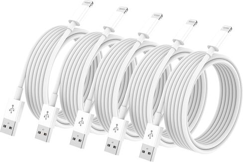 5 Packs USB to Ligtning Cable 10FT for iPhoe 14/13/12/11/Pro/Pro Max/SE/XS/XS Max/XR/X （White-3） in Saudi Arabia