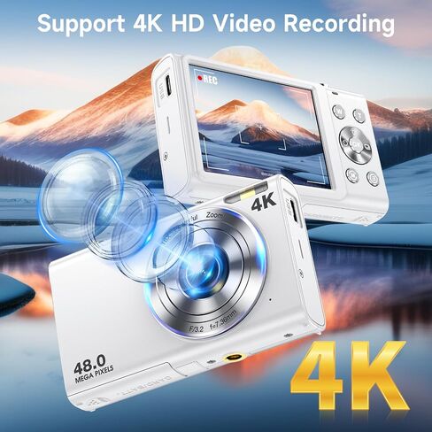 Digital Camera, Autofocus 48MP UHD 4K Vlogging Camera 16X Digital Zoom, Portable Compact Point and Shoot Digital Camera for Teens Adult Beginner in Saudi Arabia