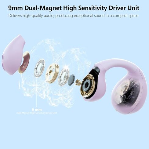 Open Ear Earbuds Clip on Earbuds Bluetooth 5.4 IPX4 Waterproof Running Headphones Light Weight Comfort Stable Fit Workout Open Ear Headphone Fitness Headphones for Running (Purple) in Saudi Arabia