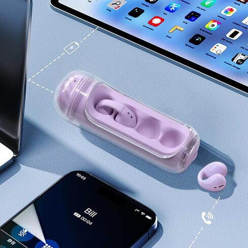 Open Ear Earbuds Clip on Earbuds Bluetooth 5.4 IPX4 Waterproof Running Headphones Light Weight Comfort Stable Fit Workout Open Ear Headphone Fitness Headphones for Running (Purple) in Saudi Arabia