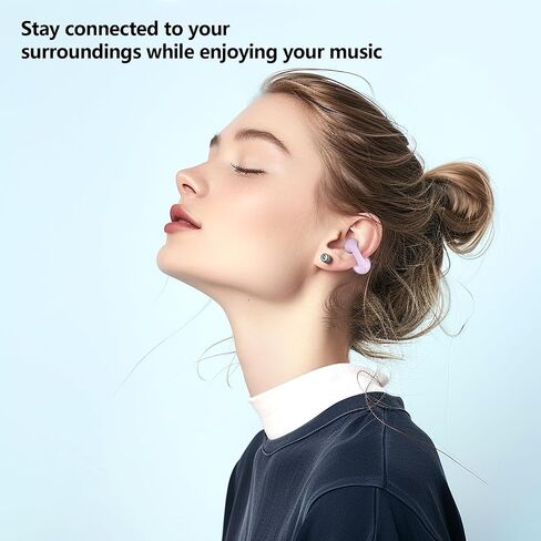 Open Ear Earbuds Clip on Earbuds Bluetooth 5.4 IPX4 Waterproof Running Headphones Light Weight Comfort Stable Fit Workout Open Ear Headphone Fitness Headphones for Running (Purple) in Saudi Arabia