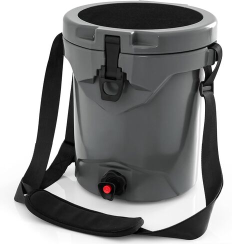 Goplus Portable Water Cooler, 2.5 Gallon Camping Cooler w/Faucet, Adjustable Shoulder Carrying Strap, 10 QT Outdoor Cold & Hot Insulated Cooler for Drinks Beverage, 5-7-day Retention in Saudi Arabia