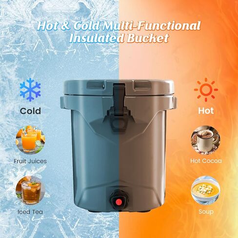 Goplus Portable Water Cooler, 2.5 Gallon Camping Cooler w/Faucet, Adjustable Shoulder Carrying Strap, 10 QT Outdoor Cold & Hot Insulated Cooler for Drinks Beverage, 5-7-day Retention in Saudi Arabia
