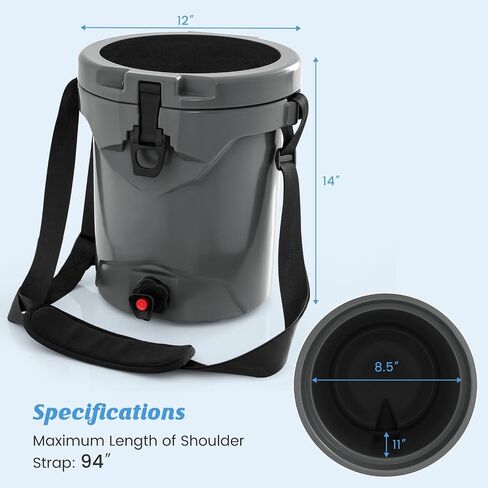 Goplus Portable Water Cooler, 2.5 Gallon Camping Cooler w/Faucet, Adjustable Shoulder Carrying Strap, 10 QT Outdoor Cold & Hot Insulated Cooler for Drinks Beverage, 5-7-day Retention in Saudi Arabia