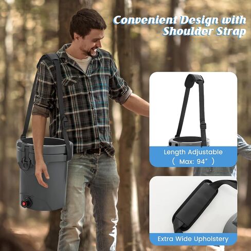 Goplus Portable Water Cooler, 2.5 Gallon Camping Cooler w/Faucet, Adjustable Shoulder Carrying Strap, 10 QT Outdoor Cold & Hot Insulated Cooler for Drinks Beverage, 5-7-day Retention in Saudi Arabia