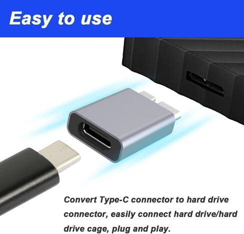 محول USB C إلى Micro B، محول تمديد USB 3.1 Type-C أنثى إلى USB 3.0 Micro B ذكر لكابل القرص الصلب، SSD، HDD (4 حزم) in Saudi Arabia