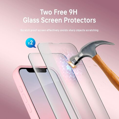 SUW for iPhone 12 Pro Max Case with 2 Screen Protectors[Full Camera Protection],Soft Anti-Scratch Microfiber Lining Inside,Silicone Shockproof Protective Phone Case for iPhone 12 Pro Max 6.7",Pink in Saudi Arabia