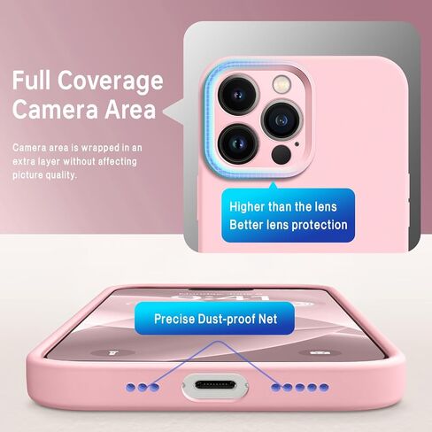 SUW for iPhone 12 Pro Max Case with 2 Screen Protectors[Full Camera Protection],Soft Anti-Scratch Microfiber Lining Inside,Silicone Shockproof Protective Phone Case for iPhone 12 Pro Max 6.7",Pink in Saudi Arabia