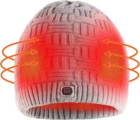 Battery Heated Beanie Hats for Men Women, Rechargeable Winter Hats Daily Knit Ribbed Cap, Warm & Soft Stylish Thermal Skull Cap Outdoor Sports Heated Hat for Unisex,Dark Gray in Saudi Arabia