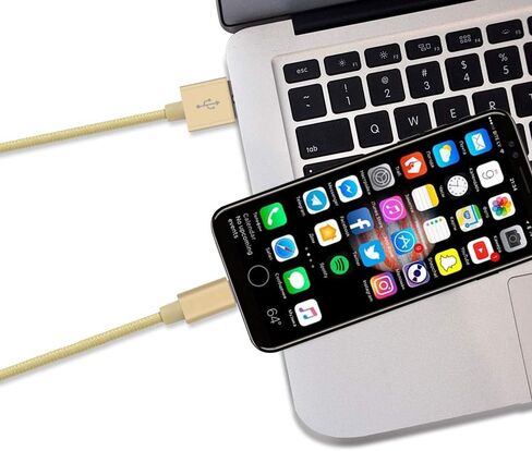 3FT Fast Charging Lightning Cable,Apple MFi Certified USB to Lightning Charger + Sync Cable Compatible with iPhone 11/11 Pro/11 Pro MAX/XS/XS MAX/XR/X/8/8 Plus/7/7 Plus/MacBook (B/Gold) in Saudi Arabia