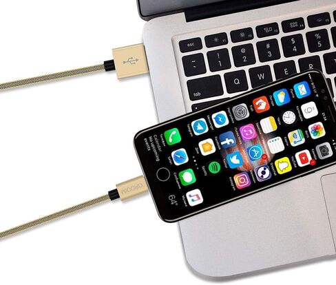 3FT Fast Charging Lightning Cable,Apple MFi Certified USB to Lightning Charger + Sync Cable Compatible with iPhone 11/11 Pro/11 Pro MAX/XS/XS MAX/XR/X/8/8 Plus/7/7 Plus/MacBook (B/Gold) in Saudi Arabia