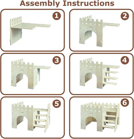 Wood Hamster Hideout House Habitat Wooden Maze Hide Hut with Platform Cage Accessories Toys for Syrian Dwarf Gerbils Mouse Mice Rat Other Small Animals etc. (02 Wave House) in Kuwait