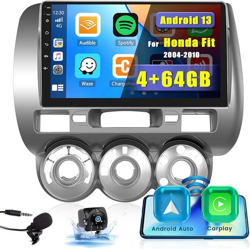 [2G+64G] لسيارة Honda Fit 2004-2010 Android 13 Car Stereo Wireless CarPlay Android Auto، راديو ملاحة GPS بشاشة لمس 9 بوصات مع ميكروفون كاميرا احتياطية WiFi BT FM RDS in Saudi Arabia