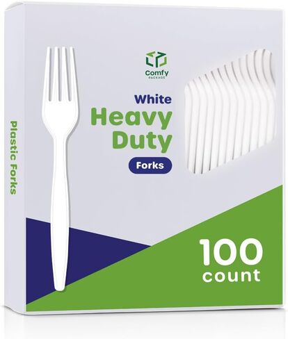 Comfy Package [360 Combo Pack] Heavyweight White Basic Plastic Silverware Set - 180 Forks, 120 Spoons, and 60 Knives, Disposable White Plastic Utensils, Perfect for Parties, Events, and Catering in Saudi Arabia