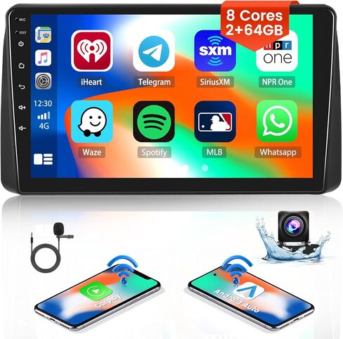 2+64G Android 13 CarPlay راديو ستيريو للسيارة دودج جراند كارافان 2011-2020 كرايسلر جراند فوييجر 2011-2015 كرايسلر تاون آند كانتري 2011-2016، شاشة لمس 9 بوصات Android Auto، كاميرا AHD FM RDS in Kuwait