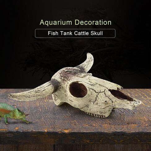 Aquarium Decoration, Fish Tank Small Skull,Fish Turtle Hidden, Bonsai beautification,Decor Statue for Fish Aquarium Cave Landscape(Cattle Skull) in Saudi Arabia
