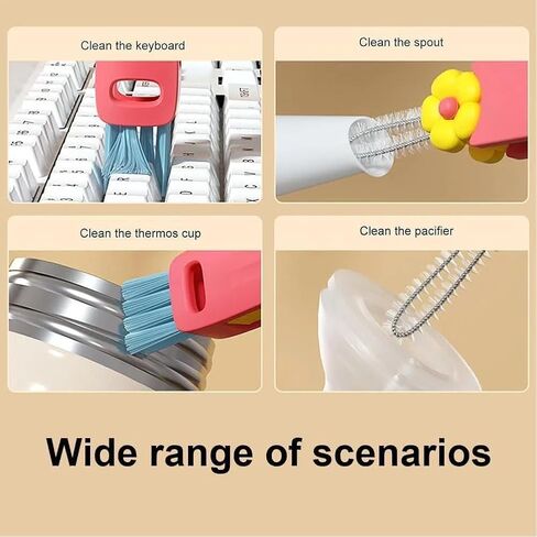 3 in 1 Cup Lid Cleaning Brush, Crevice Cleaning Brush for Bottle Gap Tight Spaces Cup, Portable Multifunctional Cleaning Brush Cup Lid Cleaner with Brush for All Kinds of Cups and Bottles (3pcs) in Saudi Arabia