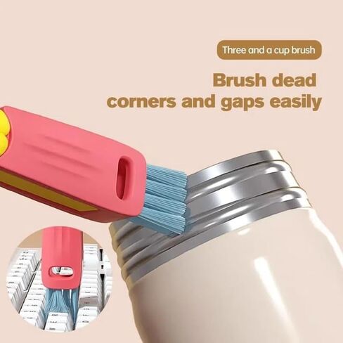 3 in 1 Cup Lid Cleaning Brush, Crevice Cleaning Brush for Bottle Gap Tight Spaces Cup, Portable Multifunctional Cleaning Brush Cup Lid Cleaner with Brush for All Kinds of Cups and Bottles (3pcs) in Saudi Arabia