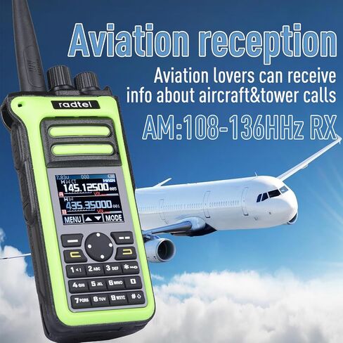 Radtel RT-752 راديو هام 10 وات، جهاز استقبال لاسلكي 250CH محمول باليد، PTT مزدوج، تردد النسخ، USB-C 2600 مللي أمبير، تسجيل صوتي، أجهزة راديو اهتزاز ثنائية الاتجاه (أخضر) in Kuwait