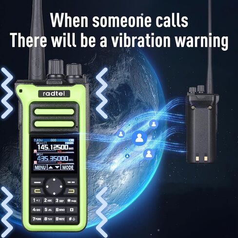 Radtel RT-752 راديو هام 10 وات، جهاز استقبال لاسلكي 250CH محمول باليد، PTT مزدوج، تردد النسخ، USB-C 2600 مللي أمبير، تسجيل صوتي، أجهزة راديو اهتزاز ثنائية الاتجاه (أخضر) in Kuwait