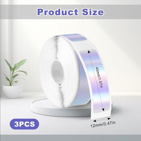 3 Rolls Label Maker Tapes for Phomemo D30 Labeling Sticker, 480Pcs 12mm x 40mm White Adhesive Label Tape Sticker, Waterproof Label Printer Tape Paper for Office Household Supplies in Saudi Arabia