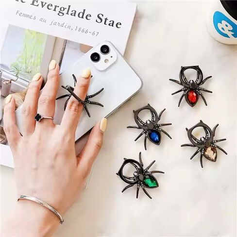 Spider Ring Holder Stand for Mobile, Tablets, 360 Degree Rotation Universal Finger Kickstand with Polished Metal Phone Grip for Cell Phone (Purple) in Saudi Arabia