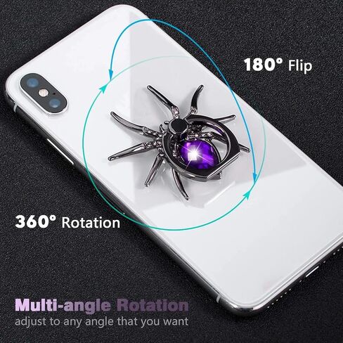 Spider Ring Holder Stand for Mobile, Tablets, 360 Degree Rotation Universal Finger Kickstand with Polished Metal Phone Grip for Cell Phone (Purple) in Saudi Arabia