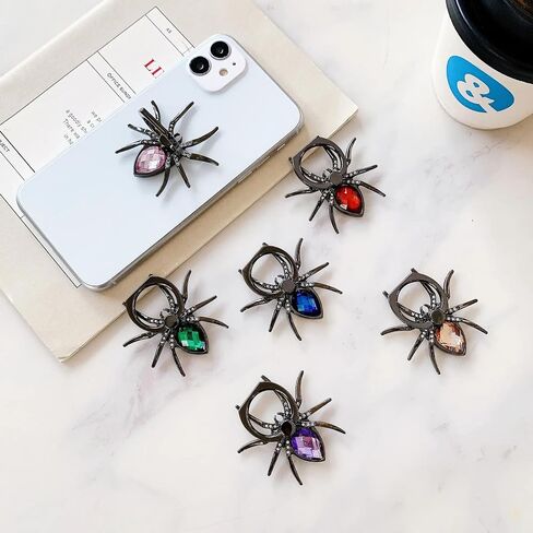 Spider Ring Holder Stand for Mobile, Tablets, 360 Degree Rotation Universal Finger Kickstand with Polished Metal Phone Grip for Cell Phone (Purple) in Saudi Arabia