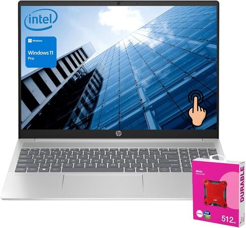 كمبيوتر محمول HP Pavilion 16t-af000 Daily، شاشة لمس 16 بوصة FHD+، معالج Intel Core 7 150U 10 النواة، ذاكرة الوصول العشوائي 32 جيجابايت، SSD 512 جيجابايت، Wi-Fi 6، لوحة مفاتيح بإضاءة خلفية، HDMI، Windows 11 Pro، فضي، مع حزمة SSD خارجية سعة 512 جيجابايت in Saudi Arabia