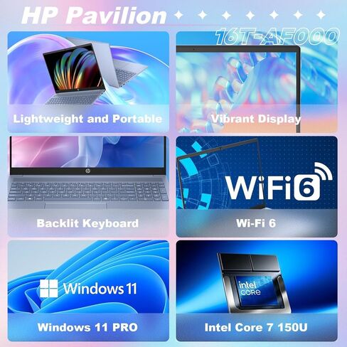 كمبيوتر محمول HP Pavilion 16t-af000 Daily، شاشة لمس 16 بوصة FHD+، معالج Intel Core 7 150U 10 النواة، ذاكرة الوصول العشوائي 32 جيجابايت، SSD 512 جيجابايت، Wi-Fi 6، لوحة مفاتيح بإضاءة خلفية، HDMI، Windows 11 Pro، فضي، مع حزمة SSD خارجية سعة 512 جيجابايت in Saudi Arabia