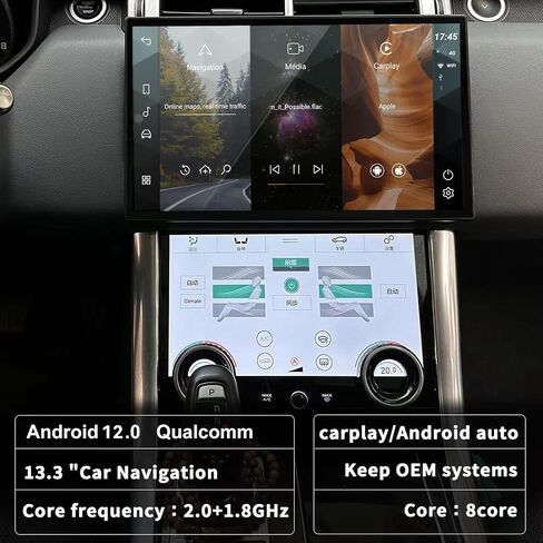راديو سيارة Qualcomm Android 12 مقاس 13.3 بوصة لسيارة Land Rover Range Rover Vogue L405 2013-2017، وحدة رأس ستيريو بديلة لنظام تحديد المواقع العالمي (GPS)، مشغل الوسائط المتعددة، شاشة تعمل باللمس IPS (نظام Bosch OEM، 8+128 جيجابايت) in Kuwait