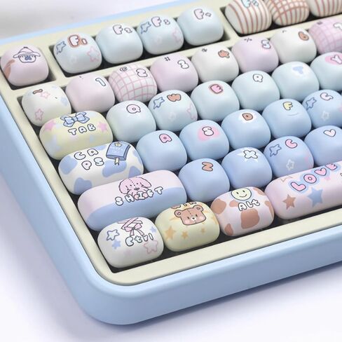 PBT Cute Keycaps, Beige MOG Profile Keycap Set, 139 Keys Rounded Custom Keycap for Mx Cherry Mechanical Keyboard 60 75 100 Percent (White) in Saudi Arabia