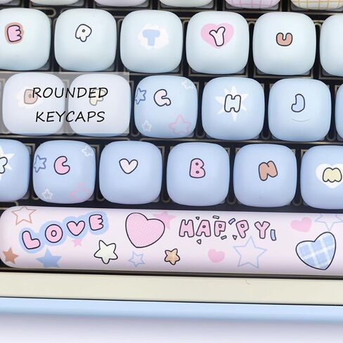 PBT Cute Keycaps, Beige MOG Profile Keycap Set, 139 Keys Rounded Custom Keycap for Mx Cherry Mechanical Keyboard 60 75 100 Percent (White) in Saudi Arabia