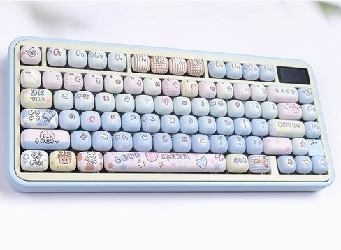 PBT Cute Keycaps, Beige MOG Profile Keycap Set, 139 Keys Rounded Custom Keycap for Mx Cherry Mechanical Keyboard 60 75 100 Percent (White) in Saudi Arabia