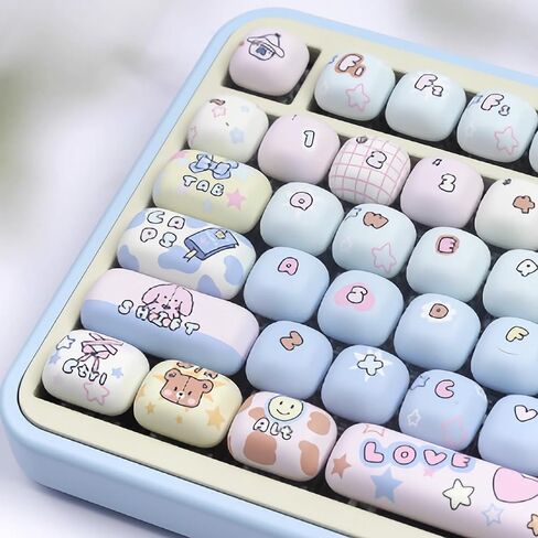 PBT Cute Keycaps, Beige MOG Profile Keycap Set, 139 Keys Rounded Custom Keycap for Mx Cherry Mechanical Keyboard 60 75 100 Percent (White) in Saudi Arabia