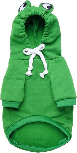 زي ضفدع الكلب، أزياء الهالوين للكلاب، سترة بقلنسوة للكلاب، معطف سويت شيرت دافئ، ملابس ضفدع للحيوانات الأليفة للكلاب الصغيرة والمتوسطة والقطط (S) in Kuwait