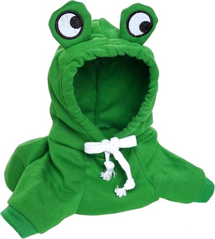 زي ضفدع الكلب، أزياء الهالوين للكلاب، سترة بقلنسوة للكلاب، معطف سويت شيرت دافئ، ملابس ضفدع للحيوانات الأليفة للكلاب الصغيرة والمتوسطة والقطط (S) in Kuwait