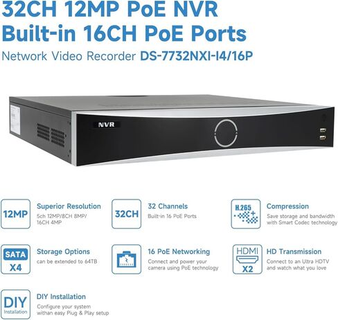 Anpviz 64 Channel NVR IP Security Video Recorder, 4K 12MP HDMI Video Output DDNS VCA Alarm Smart NVR, Support RAID 0,1,5,6,10, Support 8 Hard Drives 80TB Total, Commercial Grade(HK Series) in Kuwait
