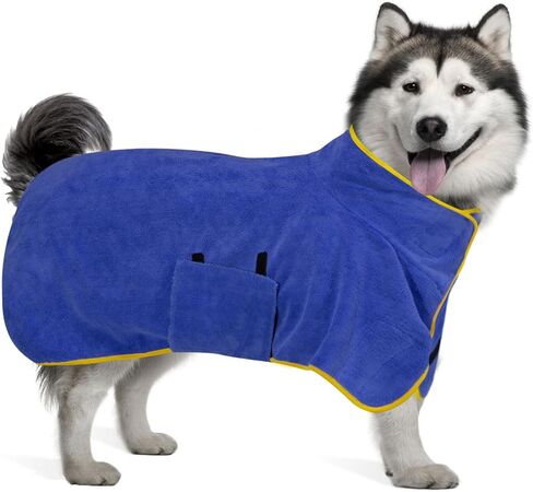 Dog Towl Bathrobe Dog Robes for After Bath Large Dog Towels for Drying Coat -Microfibre Fast Drying Super Absorbent Pet Towel for Swimming (X-Large, Blue) in Saudi Arabia