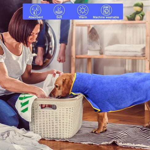 Dog Towl Bathrobe Dog Robes for After Bath Large Dog Towels for Drying Coat -Microfibre Fast Drying Super Absorbent Pet Towel for Swimming (X-Large, Blue) in Saudi Arabia