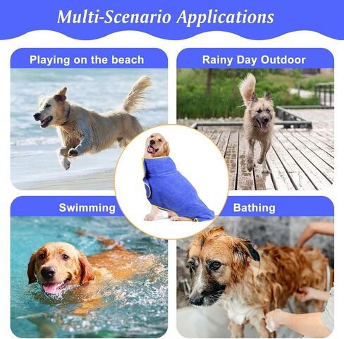 Dog Towl Bathrobe Dog Robes for After Bath Large Dog Towels for Drying Coat -Microfibre Fast Drying Super Absorbent Pet Towel for Swimming (X-Large, Blue) in Saudi Arabia